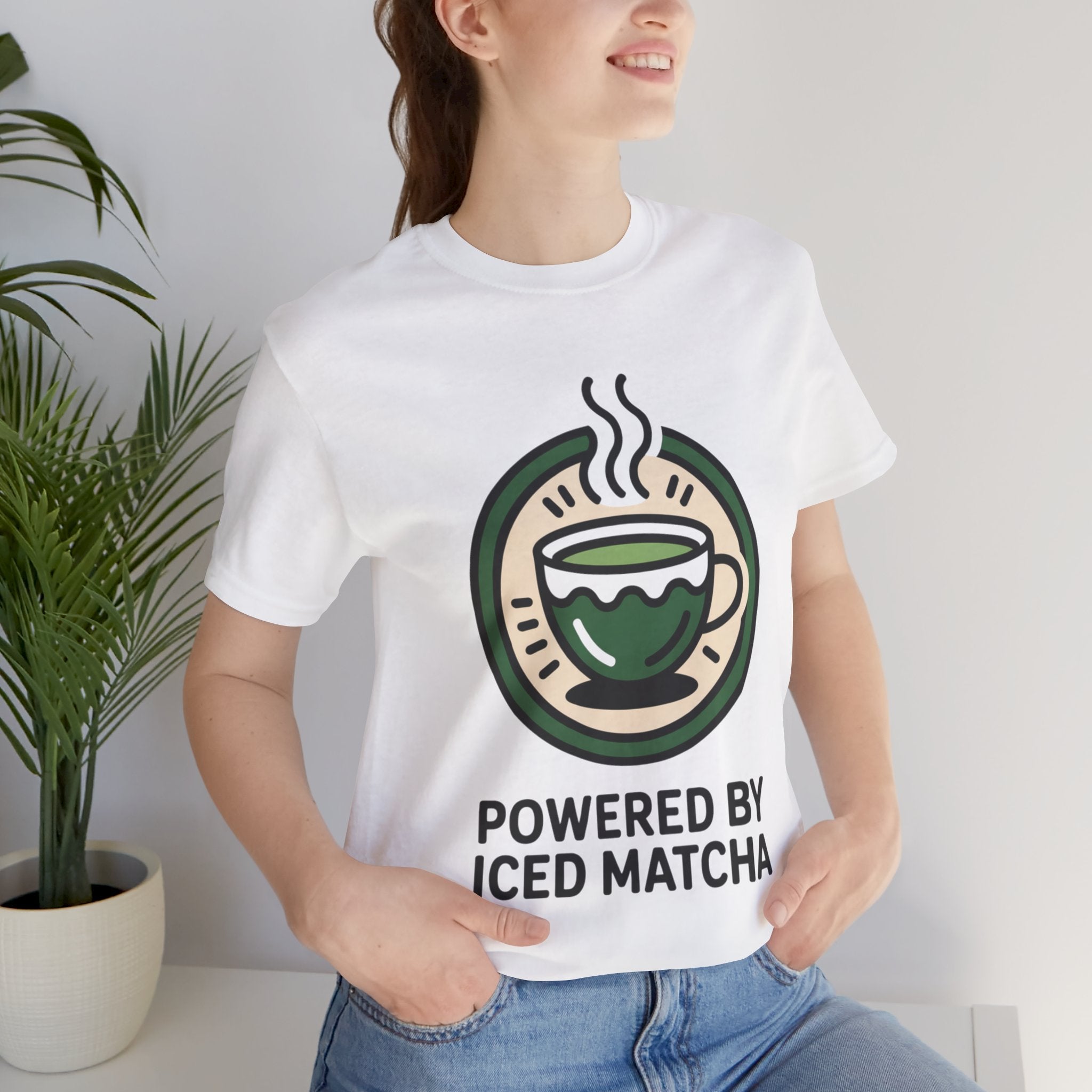 Powered by Iced Matcha Funny Matcha Lover T-Shirt