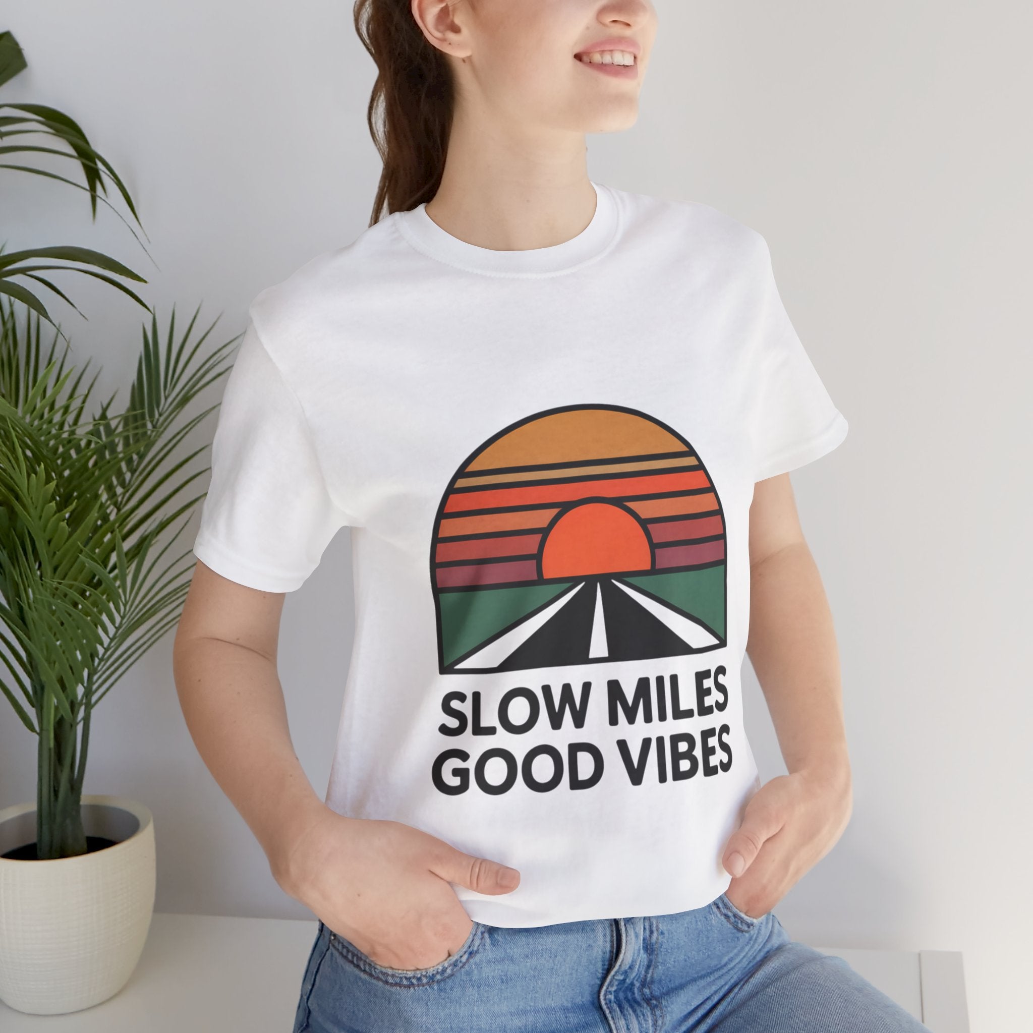 Slow Miles Good Vibes Running T-Shirt for Runners