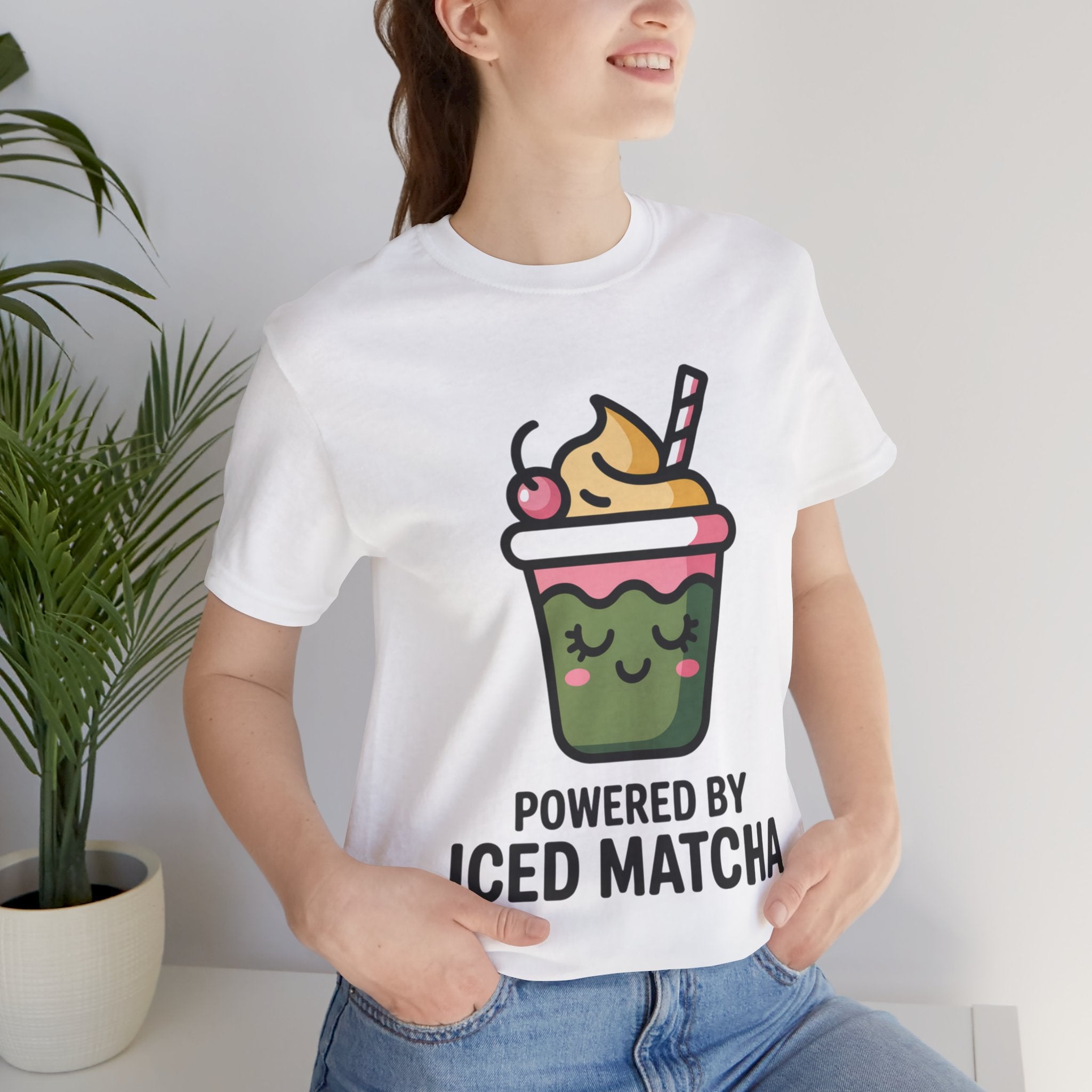 Powered by Iced Matcha Funny Matcha Lover T-Shirt