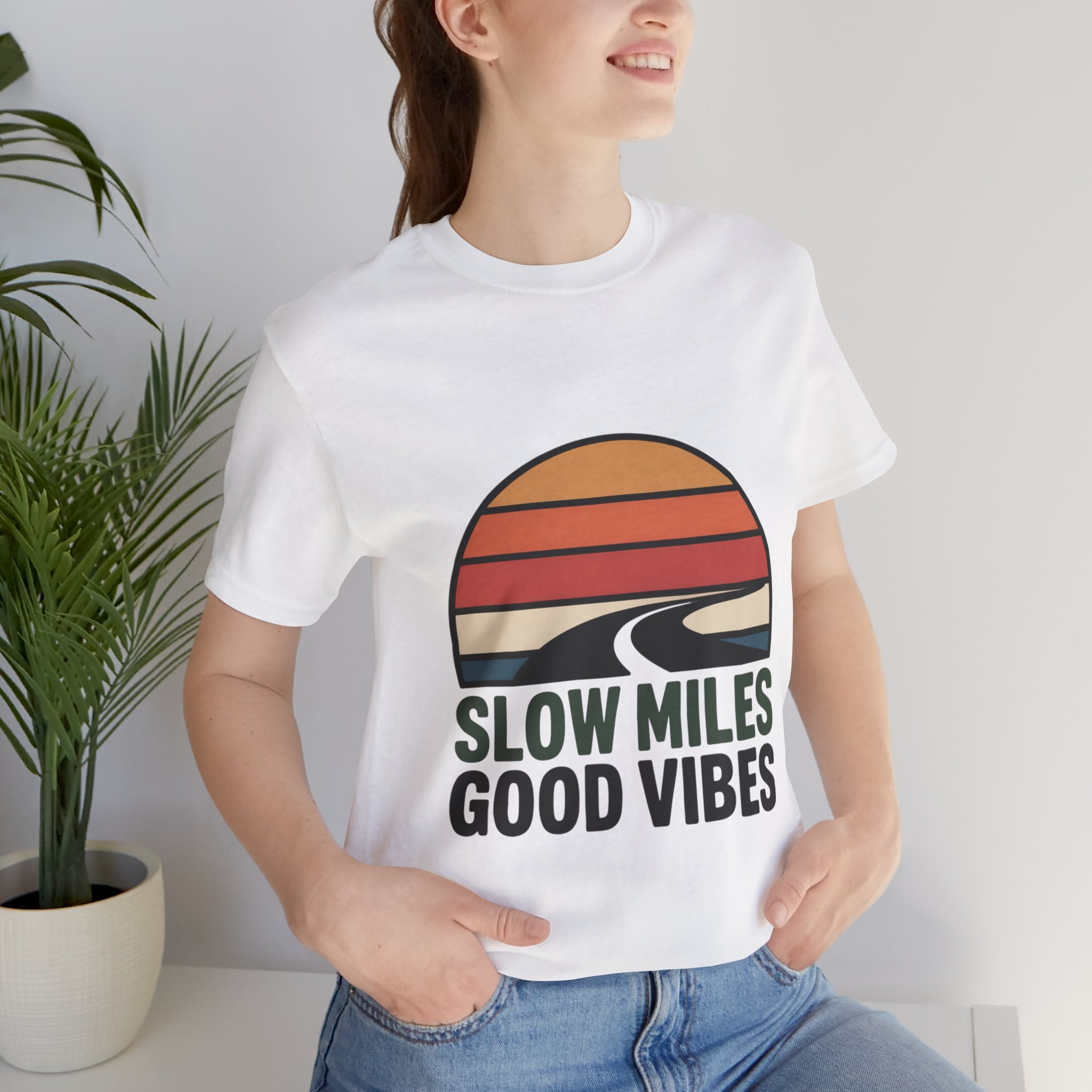 Slow Miles Good Vibes Running T-Shirt for Runners