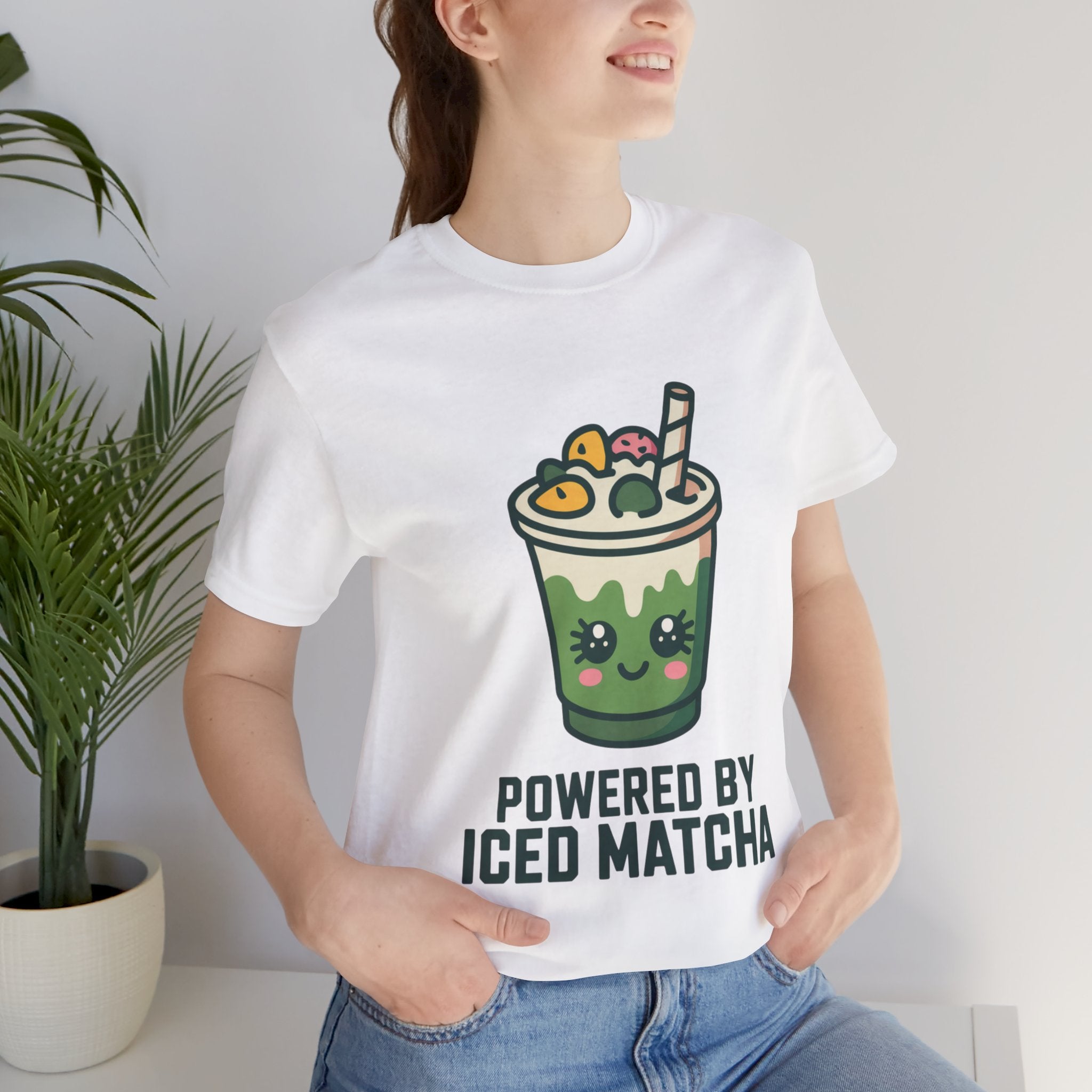 Powered by Iced Matcha Funny Matcha Lover T-Shirt